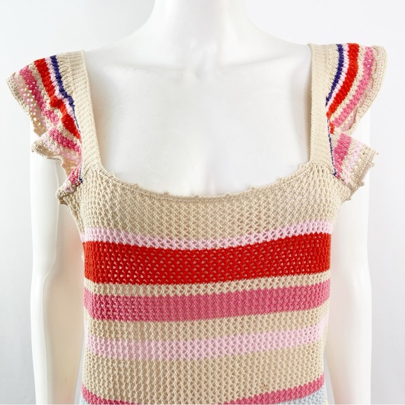 Rails Dress JUNE Tan Multi Stripe Mini Knit Sleeveless Size S - Picture 5 of 15